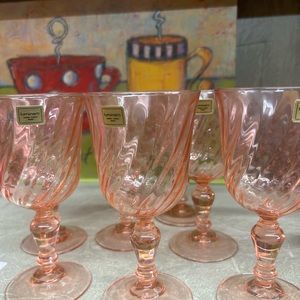 7 pink wine glasses